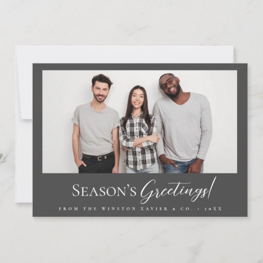 グレーモダンビジネスのクリスマスチームの写真 シーズンカード (正面)