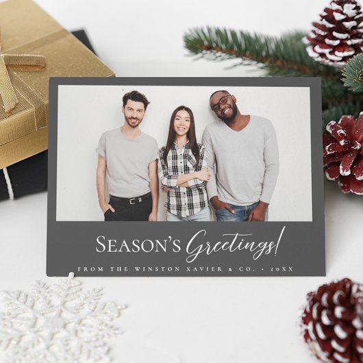 グレーモダンビジネスのクリスマスチームの写真 シーズンカード