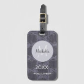 グレーモダンピンクの円の幾何学的モノグラム ラゲッジタグ (正面縦)