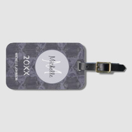 グレーモダンピンクの円の幾何学的モノグラム ラゲッジタグ