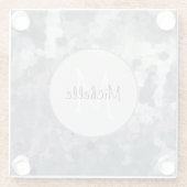 グレーモダンピンクの円マンモグラムのパーソナライズ ガラスコースター (裏面)