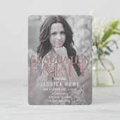 グレーモダンピンク卒業パーティーの卒業写真 招待状 (スタンド正面)