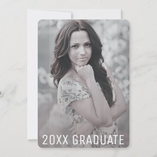 グレーモダンピンク卒業パーティーの卒業写真 招待状 (裏面)