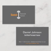 グレーモダンフィットネスパーソナルトレーナーウェイト 名刺 (正面/裏面)