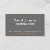 グレーモダンフィットネスパーソナルトレーナーウェイト 名刺 (裏面)