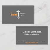 グレーモダンフィットネスパーソナルトレーナーウェイト 名刺 (正面/裏面)