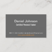 グレーモダンフィットネスパーソナルトレーナーウェイト 名刺 (裏面)