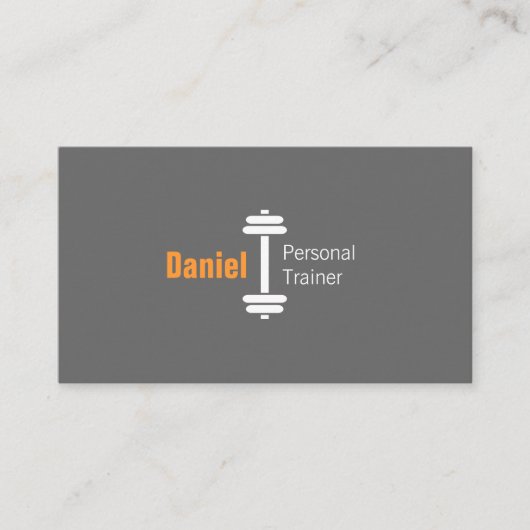 グレーモダンフィットネスパーソナルトレーナーウェイト 名刺 (正面)