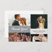 グレーモダンフォトコラージュのカスタム結婚式写真 サンキューカード (正面/裏面)