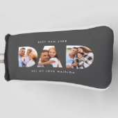 グレーモダンフォトゴパーソナライズされたルフギフト用パパ ゴルフヘッドカバー (正面)