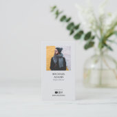 グレーモダンフォトソーシャルメディア名刺 名刺 (スタンド正面)