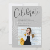 グレーモダンフォト卒業 招待状 (正面)