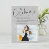 グレーモダンフォト卒業 招待状 (スタンド正面)