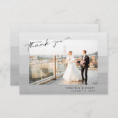 グレーモダンフォト結婚ズ サンキューカード (正面/裏面)
