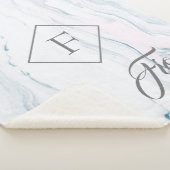 グレーモダンフレームとパステルトーンマーブルストーン シェルパブランケット (3/4)