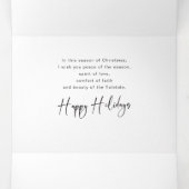 グレーモダンブラシストロークフレームでの書/写真 三つ折りクリスマスカード (内部中)