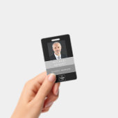 グレーモダンブラック企業のフォトID バッジ (手持ち)