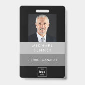 グレーモダンブラック企業のフォトID バッジ (正面)