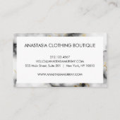 グレーモダンブラック&ホワイトマーブルミニマリストラグジュアリー 名刺 (裏面)