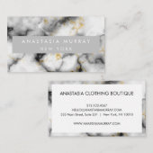 グレーモダンブラック&ホワイトマーブルミニマリストラグジュアリー 名刺 (正面/裏面)