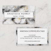 グレーモダンブラック&ホワイトマーブルミニマリストラグジュアリー 名刺 (正面/裏面)