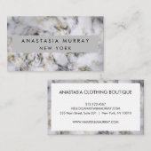 グレーモダンブラック&ホワイトマーブルミニマリストラグジュアリー 名刺 (正面/裏面)