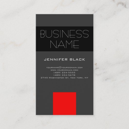 グレーモダンブラック・レッド・コンサルタント・ビジネス・カード 名刺 (正面)
