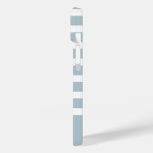 グレーモダンブルーとホワイトストライプモノグラム Case-Mate iPhoneケース (裏面 / 左)