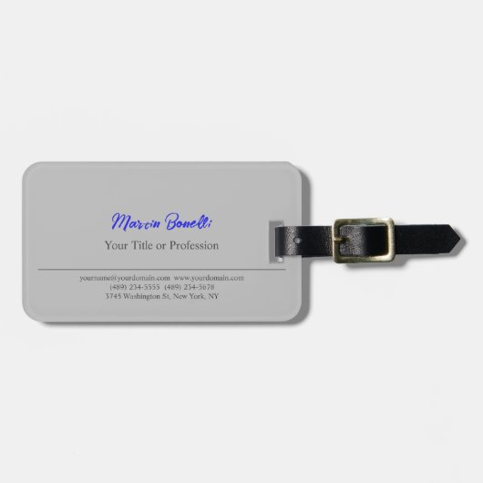 グレーモダンブルーのプロフェッショナル平名 ラゲッジタグ (正面横)