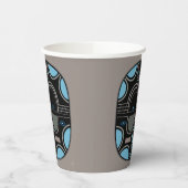 グレーモダンブルーブラックのアフリカの部族マスク 紙コップ (左)