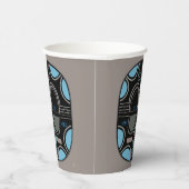 グレーモダンブルーブラックのアフリカの部族マスク 紙コップ (右)