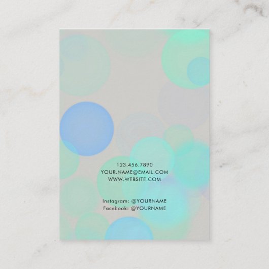 グレーモダンブルー気泡イヤリング表示カード 名刺 (裏面)