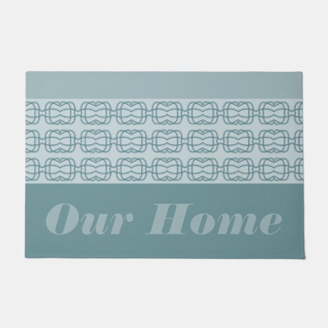 グレーモダンブルー ドアマット (正面)