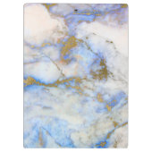 グレーモダンブルー&金ゴールドマーブルストーン クリップボード (裏面)