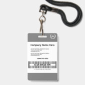 グレーモダンプリントカスタムID企業の従業員 バッジ (裏面（ネックストラップ付）)