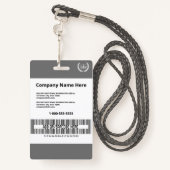グレーモダンプリントカスタムID企業の従業員 バッジ (裏面ランヤード)