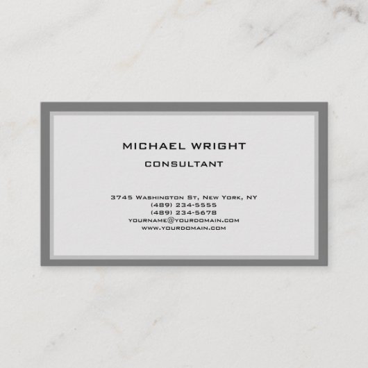 グレーモダンプレーンシンプルミニマリスト 名刺 (正面)