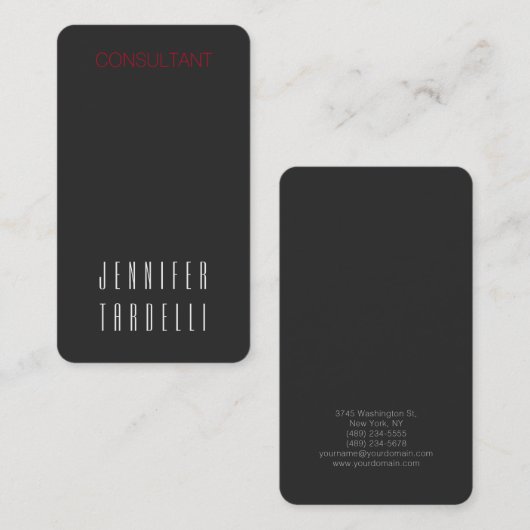 グレーモダンプロフェッショナルコンサルタント長 名刺 (正面/裏面)