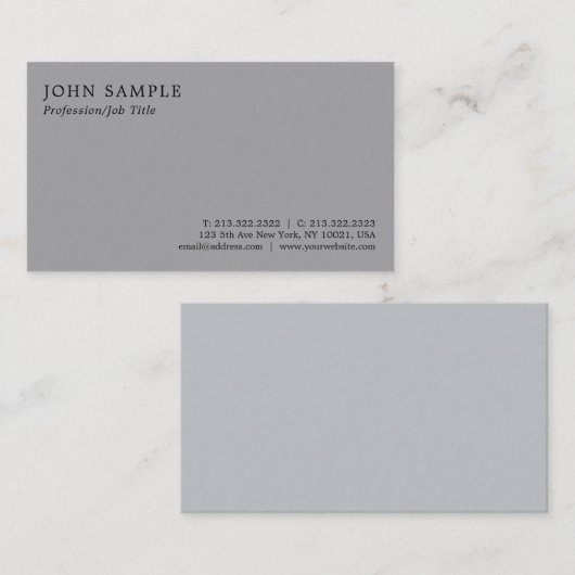 グレーモダンプロフェッショナルミニマリストプレーン 名刺 (正面/裏面)