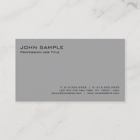 グレーモダンプロフェッショナルミニマリストプレーン 名刺 (正面)