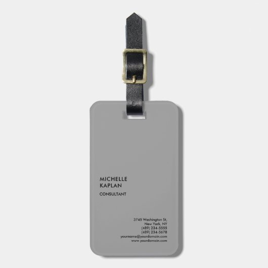 グレーモダンプロフェッショナル独占的 ラゲッジタグ (正面縦)