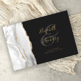 グレーモダンホワイトアゲート金ゴールドスクリプト（濃色） ゲストブック