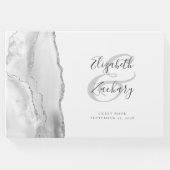 グレーモダンホワイトアゲート銀文字 ゲストブック (正面)