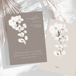 グレーモダンホワイトオーキッドウェディングレセプション エンクロージャーカード