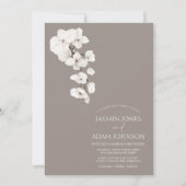 グレーモダンホワイトオーキッドエレガントな結婚式 招待状 (正面)