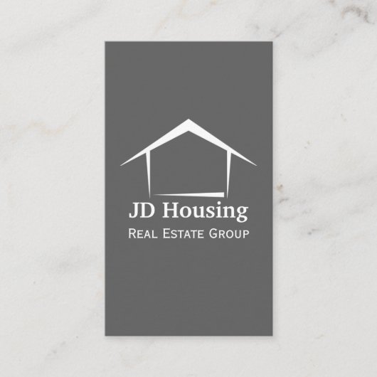 グレーモダンホワイトクラシー実在エテート名刺 名刺 (正面)