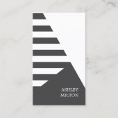 グレーモダンホワイトジオメトリックストライプコンサルタント 名刺 (正面)