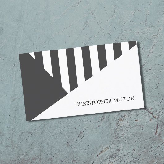 グレーモダンホワイトジオメトリックストライプコンサルタント 名刺