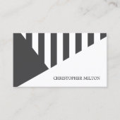 グレーモダンホワイトジオメトリックストライプコンサルタント 名刺 (正面)