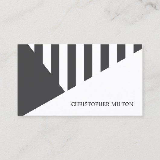 グレーモダンホワイトジオメトリックストライプコンサルタント 名刺 (正面)